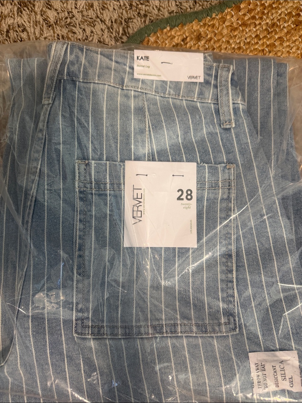 VERVET BY FLYING MONKEY Blue Pinstripe Relaxed Wide-Leg Jeans - Picture 3 of 3